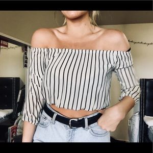 Brandy Melville Off The Shoulder Stripe Top